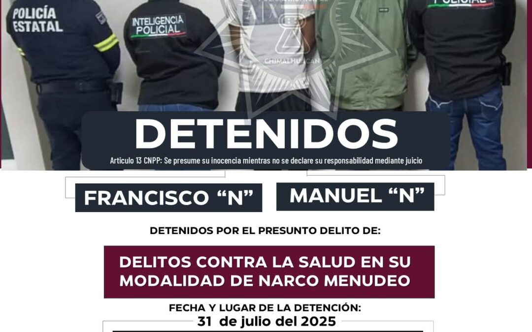 Detienen a 4 masculinos por posesión de sustancias prohibidas
