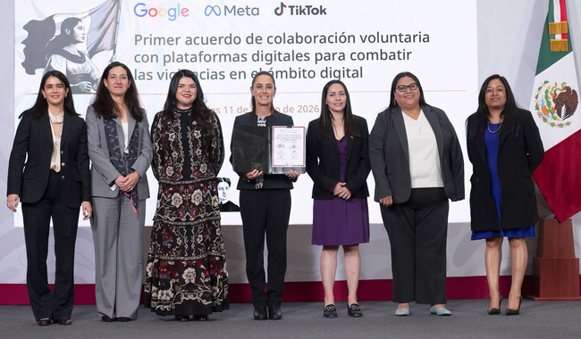 México firma acuerdo con Google, Meta y TikTok para combatir violencia digital contra las mujeres