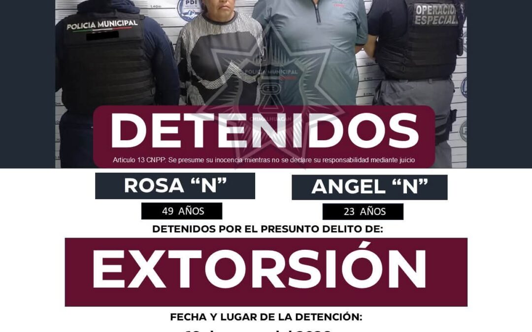 Detienen a dos presuntos extorsionadores en Chimalhuacán