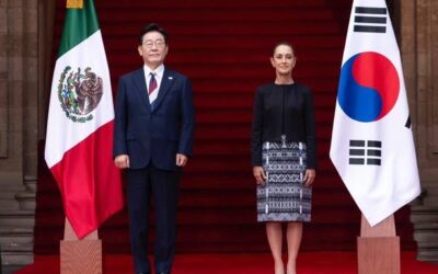 Presidenta de México recibe en Palacio Nacional a su homólogo de la República de Corea