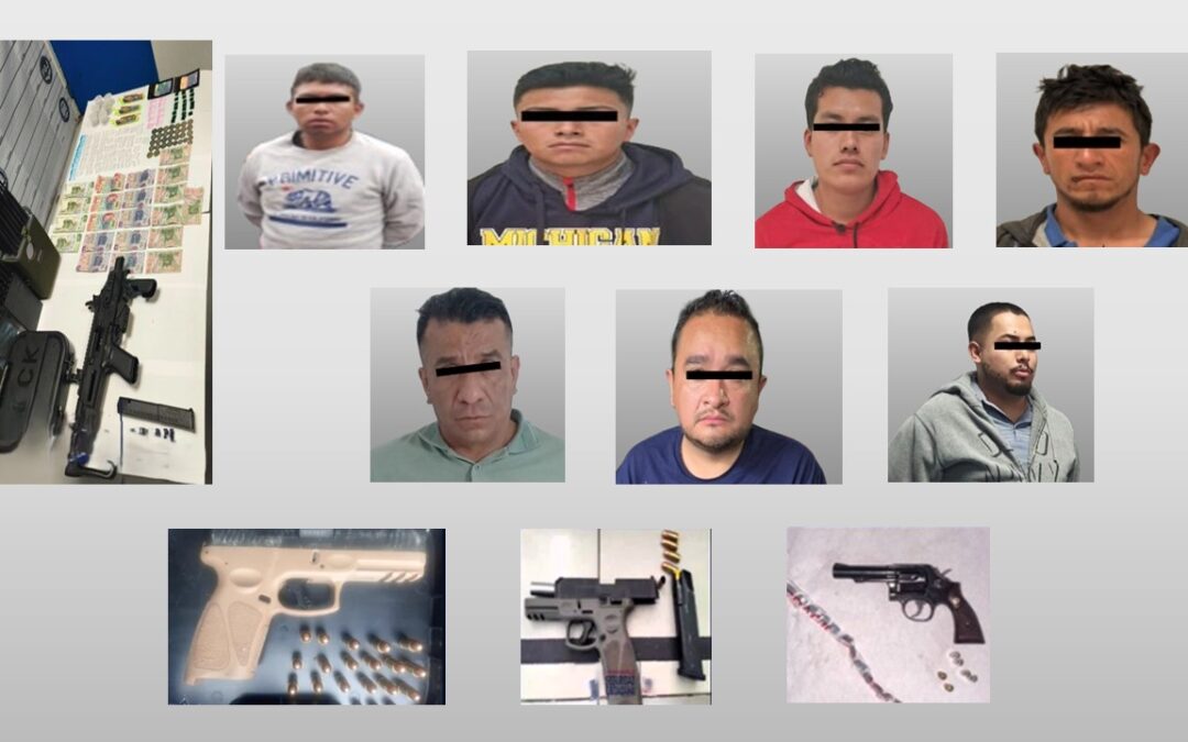 Seguridad de Neza detiene a 14 personas en posesión de armas y droga